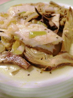Foto di Baccalà al forno con porri e carciofi