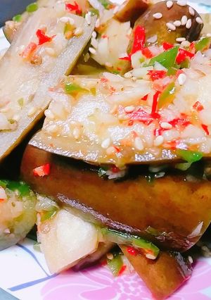 Hình của món Cà tím trộn HQ(가지 무침).