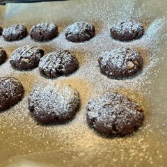 A picture of Healthy oat chocolate  and banana cookies.