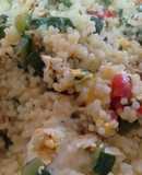 Falso cuscus con vegetales y cheddar