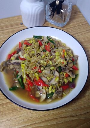 Foto resep Tumis Kecambah Kedelai Jamur Champignon