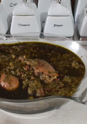 عکسی از دستور خورش کرفس با مرغ و لوبیا قرمز