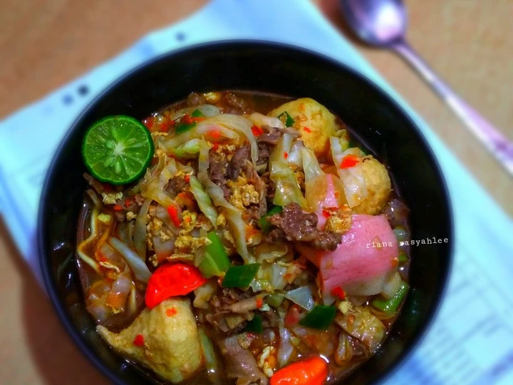 Langkah Mudah untuk Membikin Resep #Mie tek tek siram sapi yang Menggugah Selera Anti Ribet, Uenak Banget