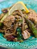Wholewheat Soba noodles with tin tuna and green pesto 🍜