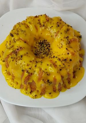 عکسی از دستور کیک ساده و رژیمی با سس زعفرانی😋😋😋