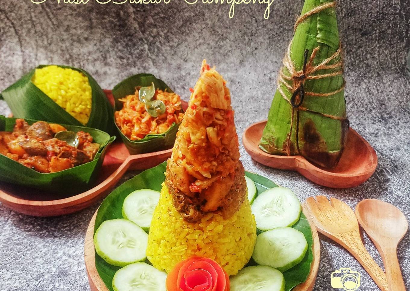 Nasi tumpeng bakar (ayam suwir pedas gurih)