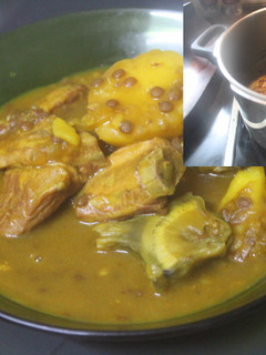 Una foto de Lentejas con costillas y alcachofas