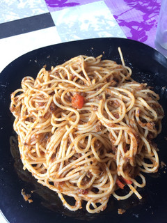 Una foto de Espaguettis con falsa boloñesa