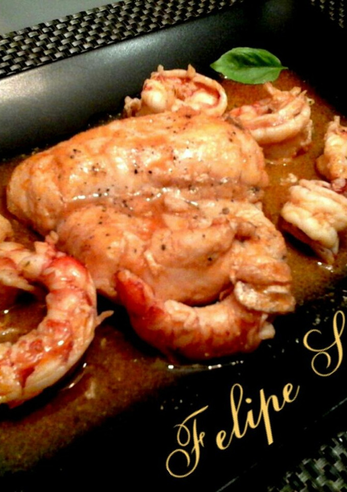 Una foto de Lomo merluza en salsa con gambones