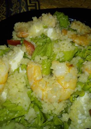 Foto principal de Ensalada verde de couscus y langostinos