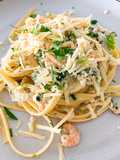 Pasta con langostinos