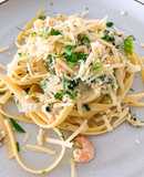 Pasta con langostinos