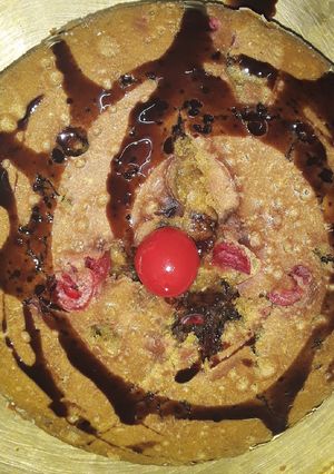 A picture of Sweet red cherry plum cake.