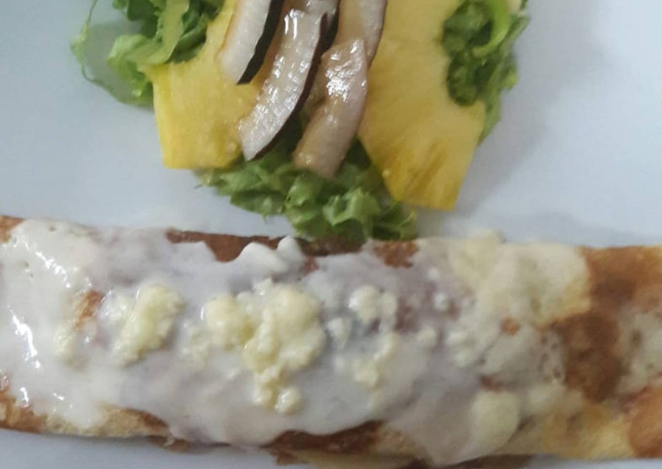 Crepes de pollo champiñones y queso