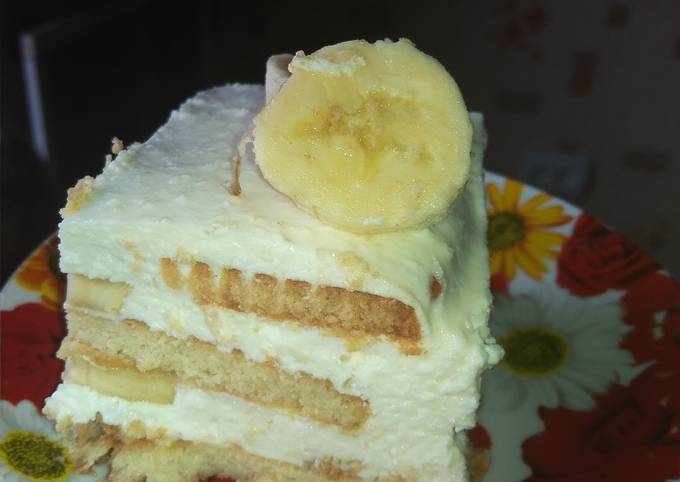 Творожный торт с бананом