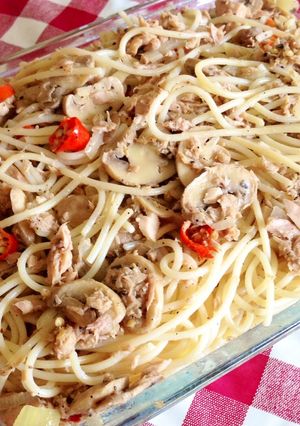 Foto resep Spaghetti Tuna Jamur Aglio Olio