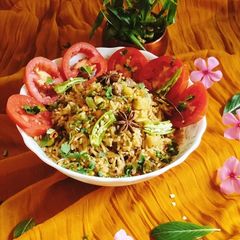 A picture of Tomato pulao/ Tomato Rice 🍚.