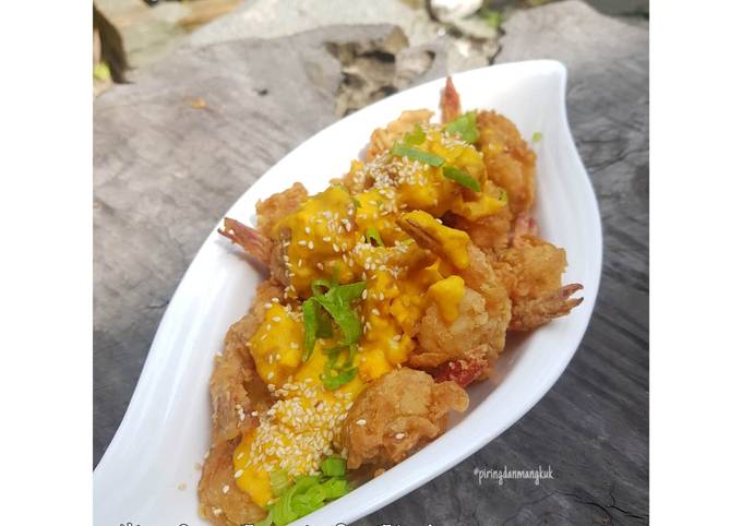 Resep Udang Goreng Tepung dan Saus Telur Asin Asli oleh 