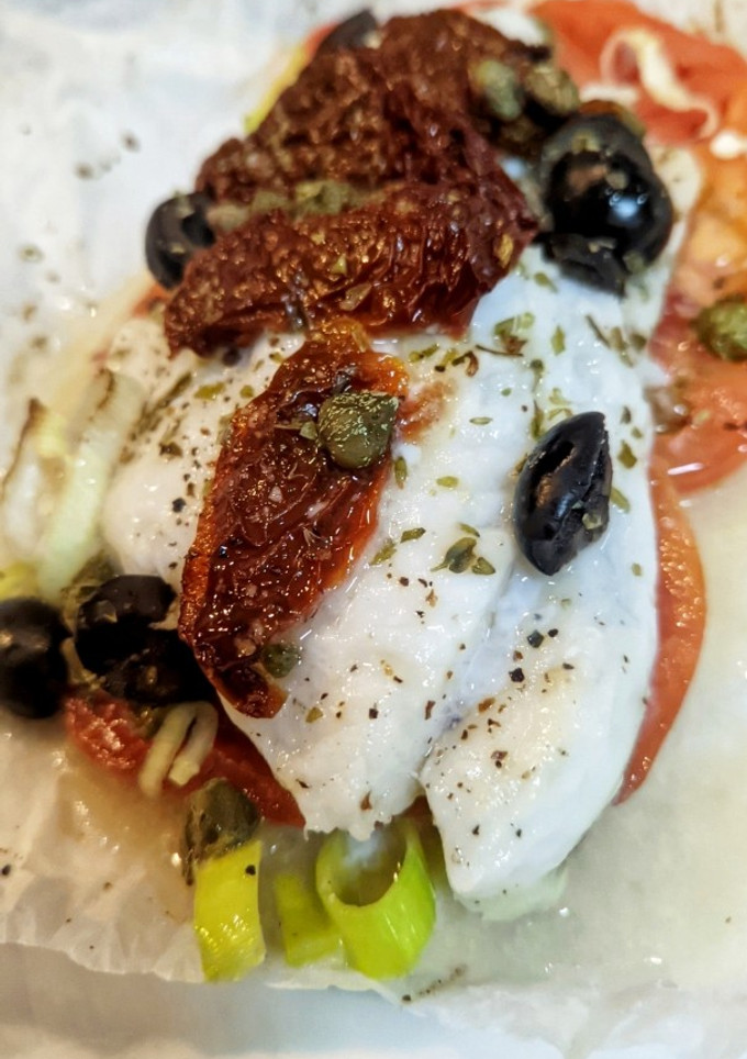 Una foto de Lomo de bacalao en papillote