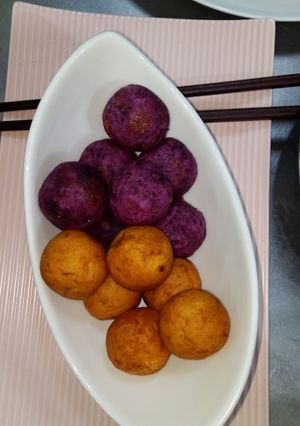 雙色爆漿起司地瓜球 的食譜成品照片