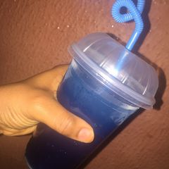 A picture of Electric blue lemon juice.