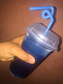 A picture of Electric blue lemon juice.