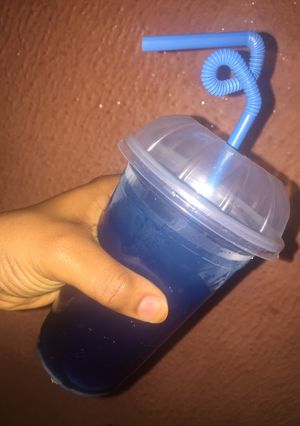 A picture of Electric blue lemon juice.