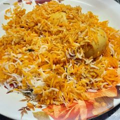 A picture of Hyderabadi Egg Dum Biryani.