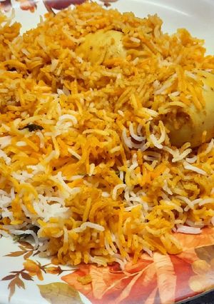 A picture of Hyderabadi Egg Dum Biryani.
