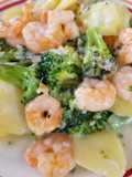 Kartoffel-Broccoli-Gratin mit Crevetten