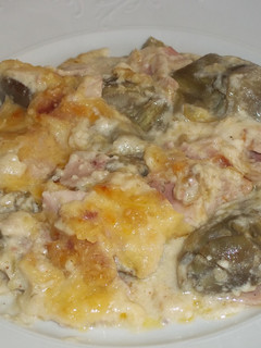 Una foto de Alcachofas con relleno de pollo, bechamel y gratinadas