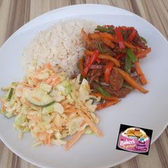 Beef and veggies stir fry A picture of Beef and veggies stir fry.
