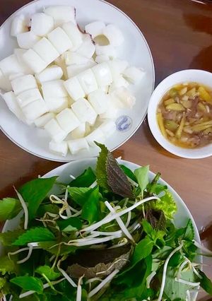 Hình của món Mực hấp gừng.