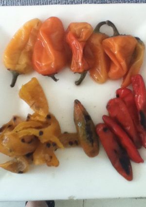 Una foto de Chiles toreados para sala martajada