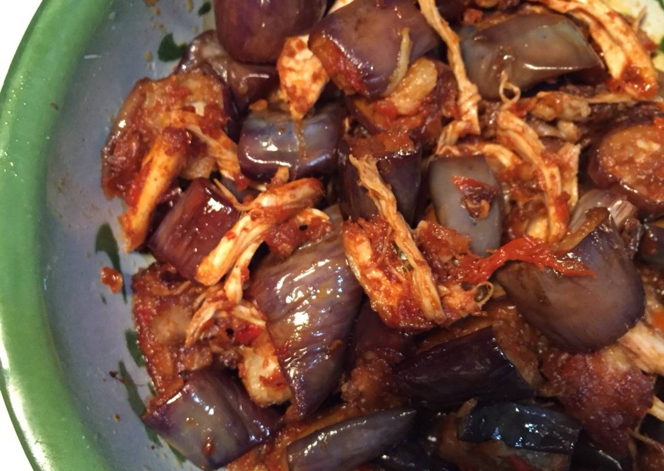 Balado Terong dan Ayam Suwir