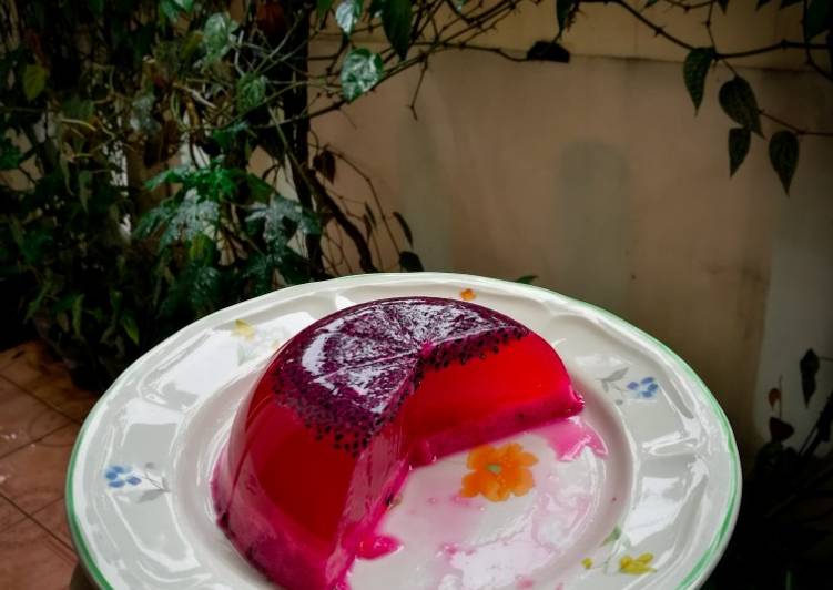 Resep Puding Buah Naga Merah, Enak
