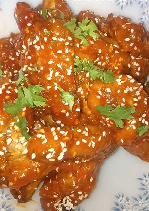 A picture of Korean sticky chicken wings❤.