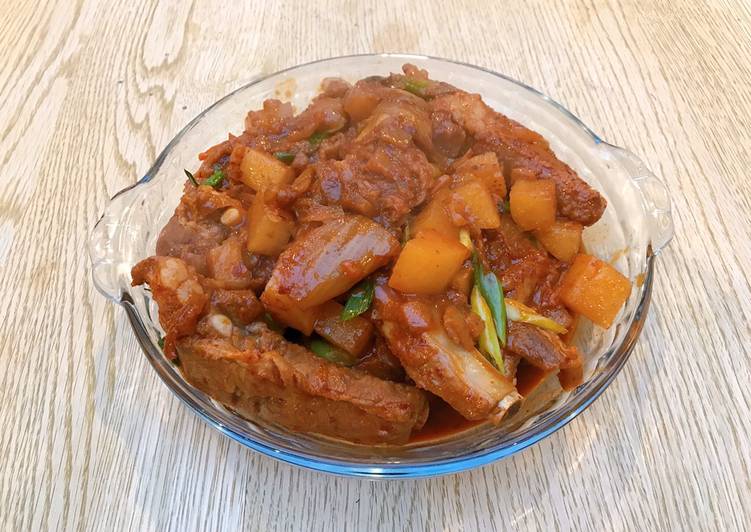 Simple Way to Make Homemade Korean kimchi pork rib stew