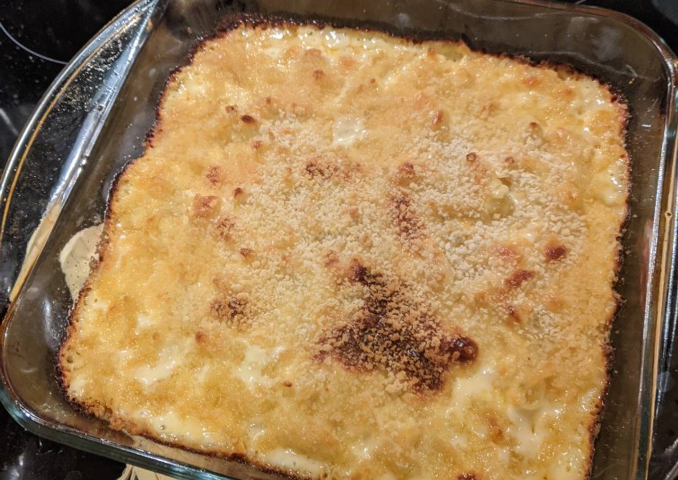 Macaroni and cheese is served