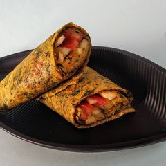 A picture of Yam kathi roll.