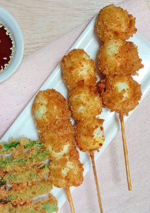 Foto resep Kushiage/kushikatsu (sate tusuk telur puyuh)