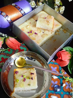 A picture of Semolina coconut cake.