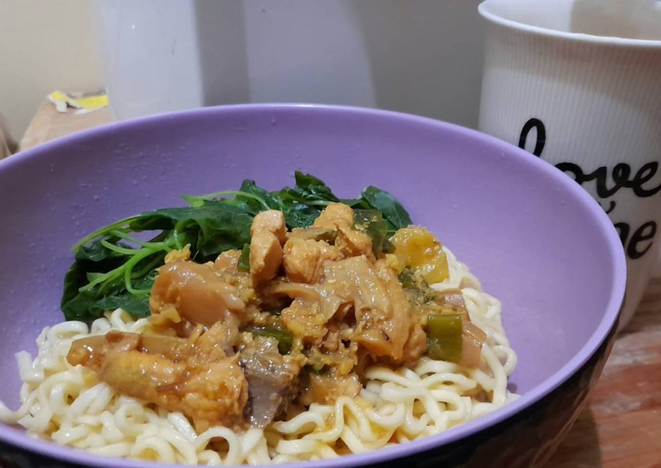 Mie Ayam Jamur Tiram dan bayam