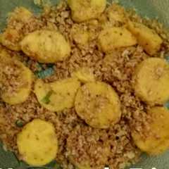 A picture of Stir fried cereal tofu (tahu jepang goreng sereal).
