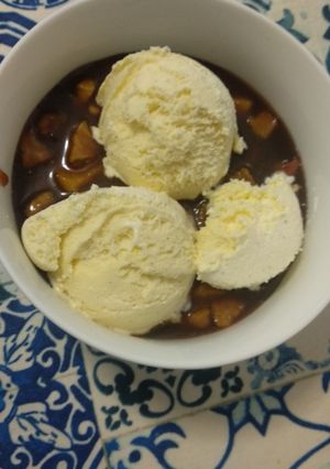 Una foto de Postre de manzanas y toffee