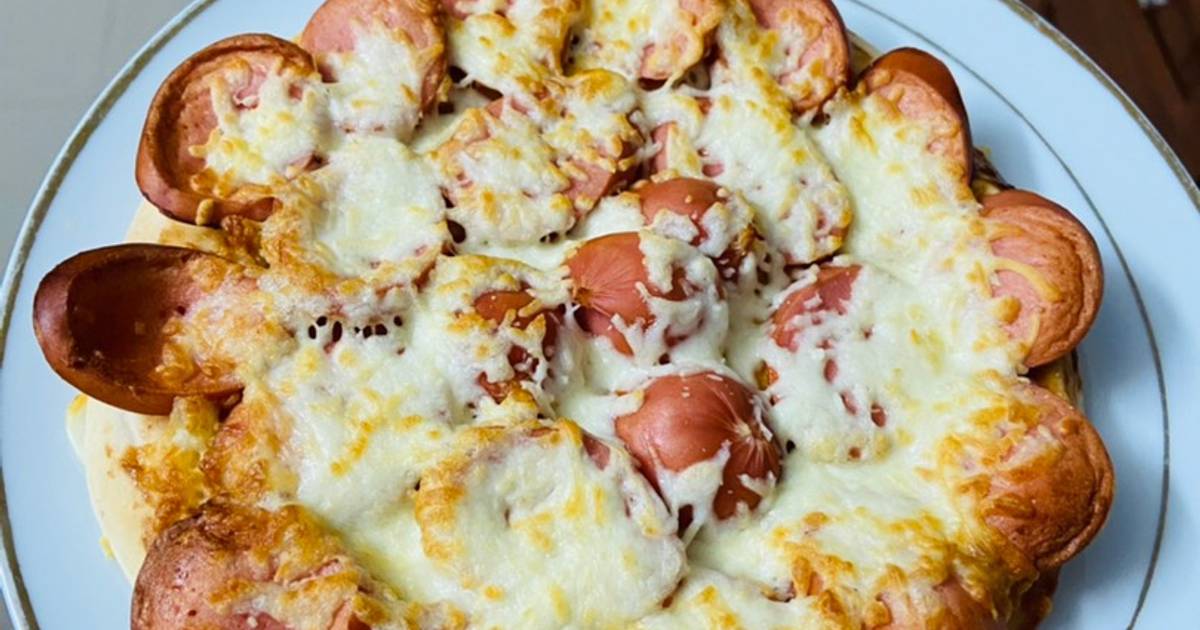Pizza xúc xích nồi chiên không dầu - món ăn sáng