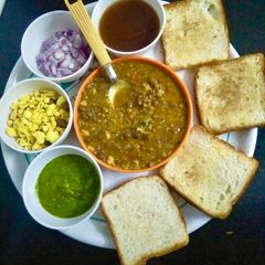 A picture of Mix sprouts Misal paav or mix sprouts misal with bread.