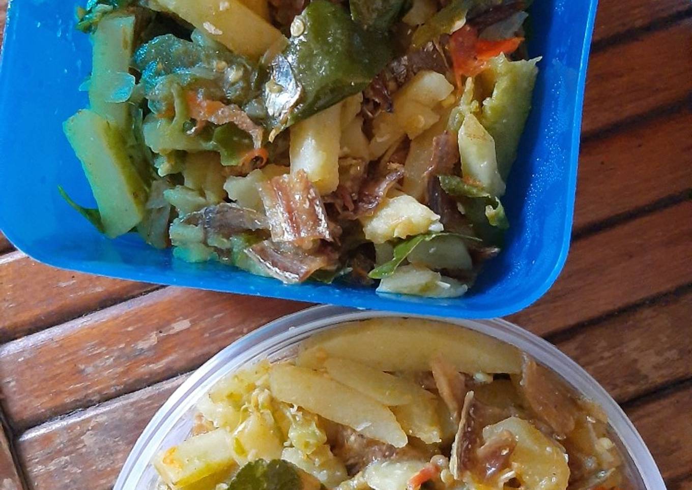 Ikan asin kentang sambel ijo