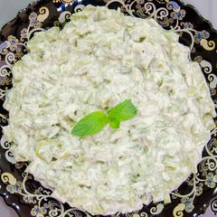 A picture of Swiss chard stalks moutabal/dip #Swiss_chard_stalks_puree.