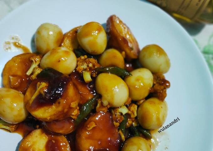 Telur Puyuh Tofu Saus Madu Pedas